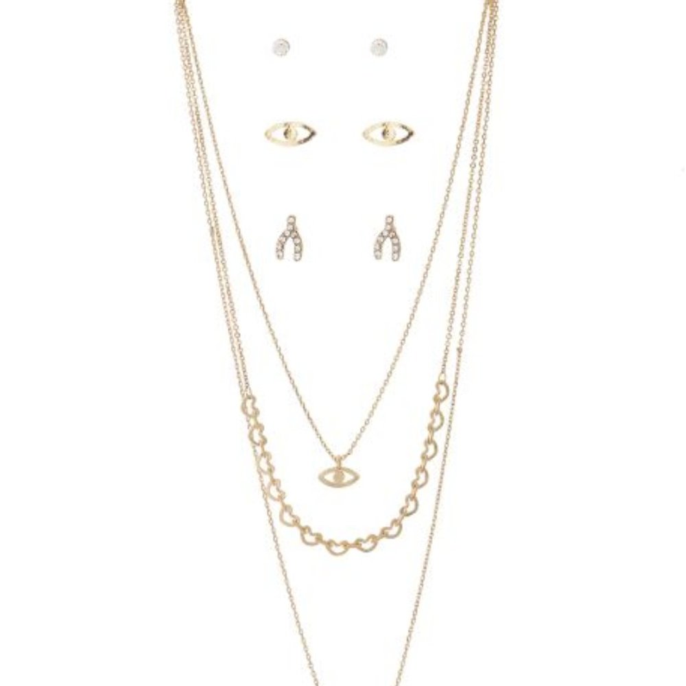 Necklace and Earrings Horseshoe Gold-Tone Set